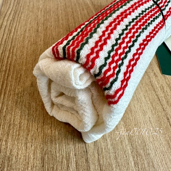 Hearth & Hand Magnolia Christmas Stripe Flour Sack Kitchen Towel White/Green/Red - Picture 7 of 8